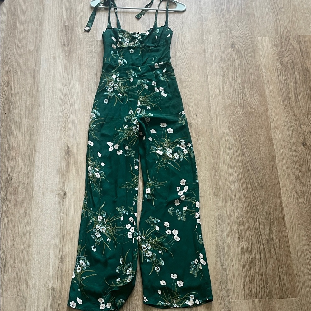 Reformation Floral Green Jumpsuit